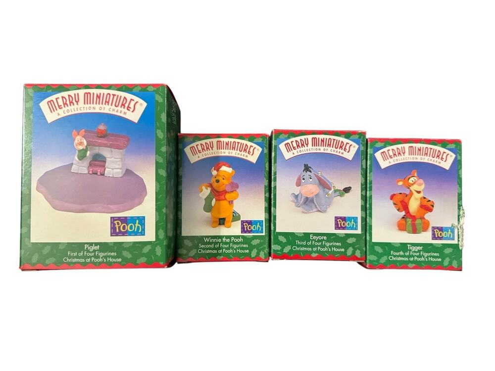 1999 Hallmark Winnie the Pooh Set 4 Merry Miniatures Figurines Tigger Piglet